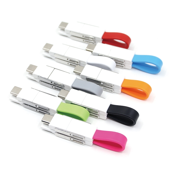 4 in 1 Mini Magnetic USB Data sync Charging Cable in Key Cha - Image 1