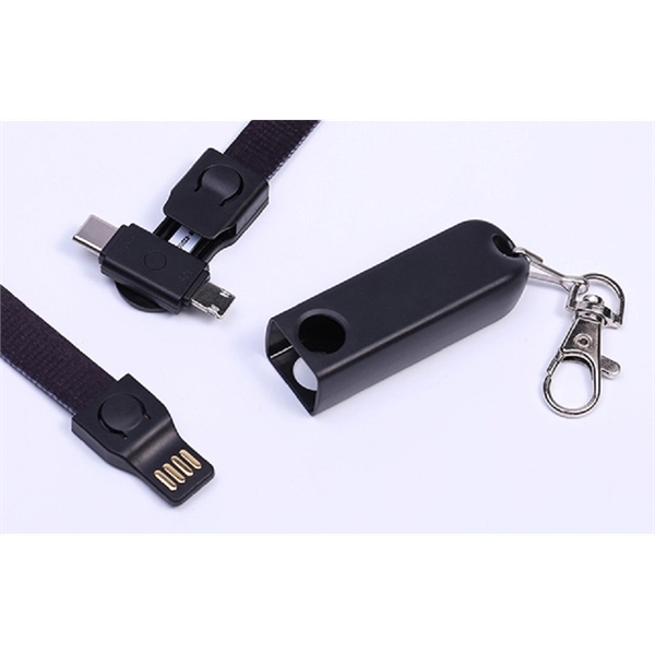 Lanyard 3 IN 1 USB Cable Black
