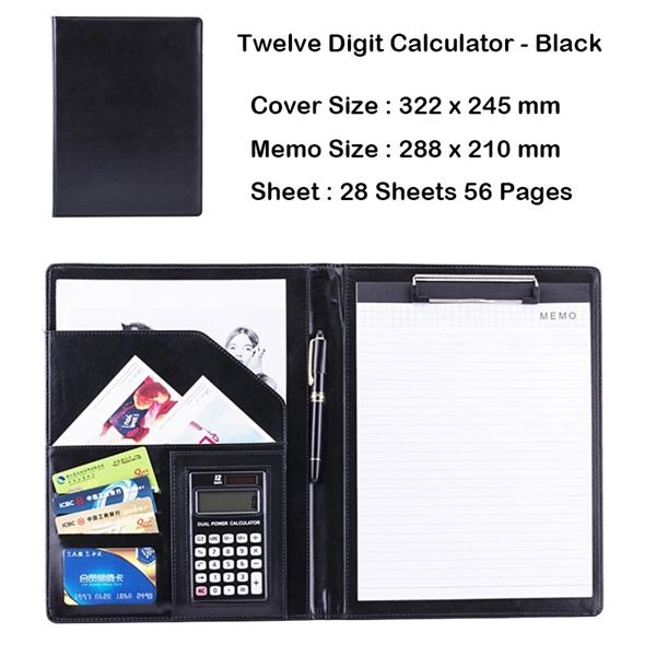 A4 PU Leather File Folder With Calculator - Image 6