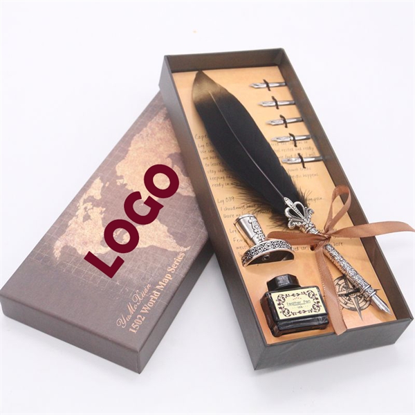Luxury Calligraphy Feather Dip Pen Gift Box - Image 1