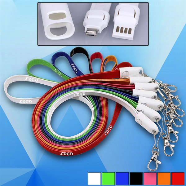 2 in 1 USB Fast Charger Cable with Ruler Polyester Lanyard - Image 1