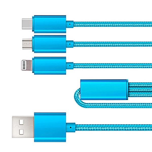 3 in 1 Weave USB Charging Cable - Image 2