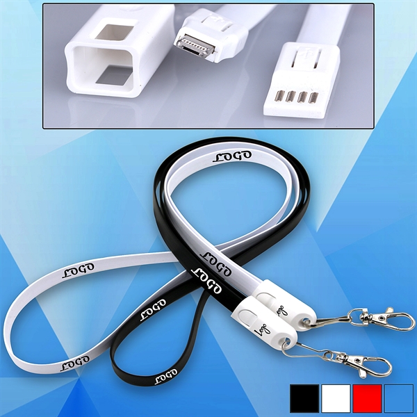 2 In 1 USB Charging Cables with Lanyard - Image 1