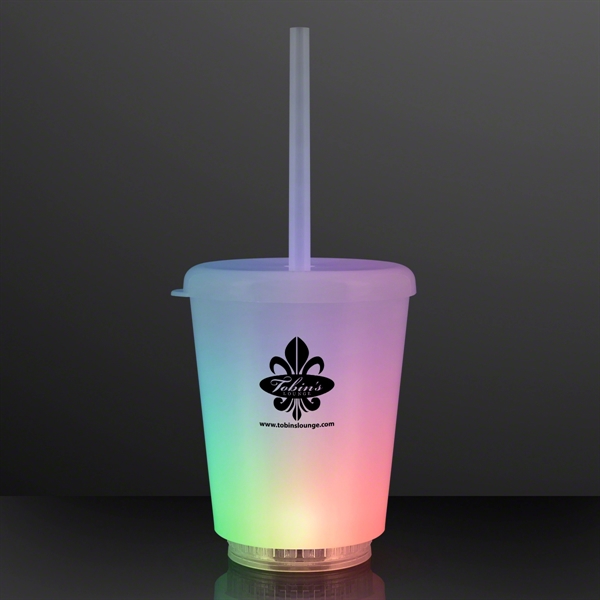 12 Oz. Short Tumbler Light Up Cup with Lid & Straw - Image 1