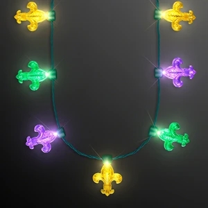 Fleur de Lis Light bulbs Mardi Gras Necklace