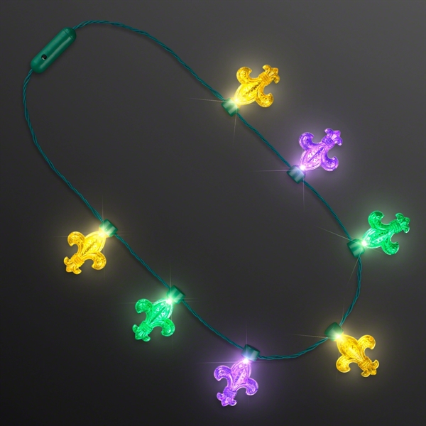 Fleur de Lis Light bulbs Mardi Gras Necklace - Image 2
