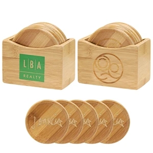 5 Piece Bamboo Coaster Set With Coaster Stand