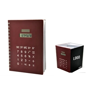 Creative PU Cover NoteBook With Solar Calculator 