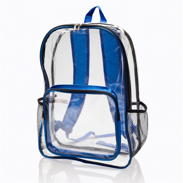 Economy Clear Plastic Backpack w/ Mesh Pocket 13"W X 18"H - Image 3