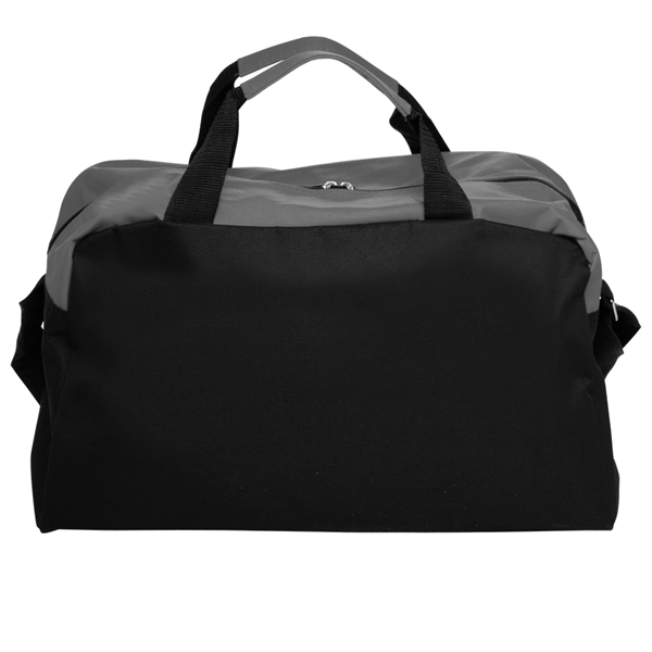 Two Tone Zippered Duffel Bag w/ Shoulder Strap - Image 3