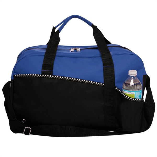 Two Tone Zippered Duffel Bag w/ Shoulder Strap - Image 4