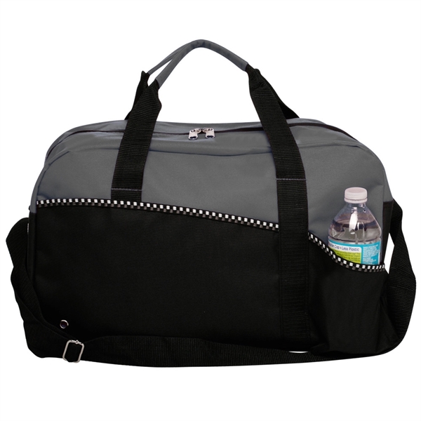 Two Tone Zippered Duffel Bag w/ Shoulder Strap - Image 5