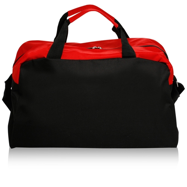 Two Tone Zippered Duffel Bag w/ Shoulder Strap - Image 6