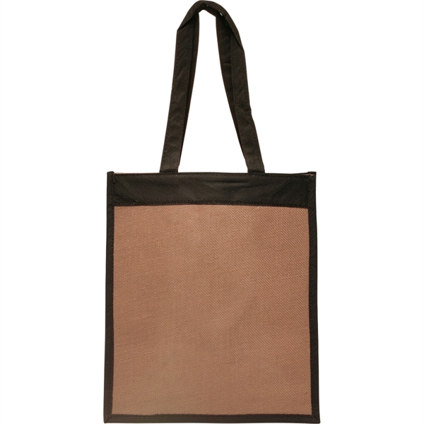 Convention Laminated Jute Tote Bag w/ Black Panels - Image 3