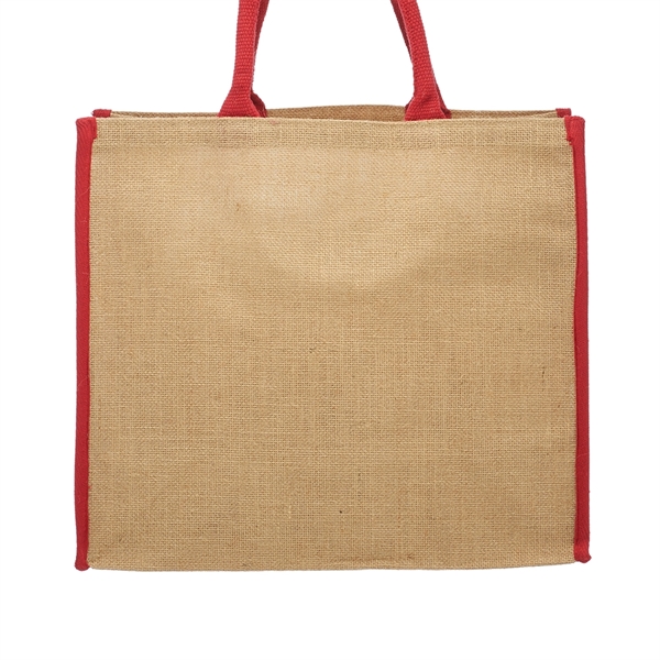 Eco Friendly Jute Bags w/ Colored Handles & Accents - Image 3