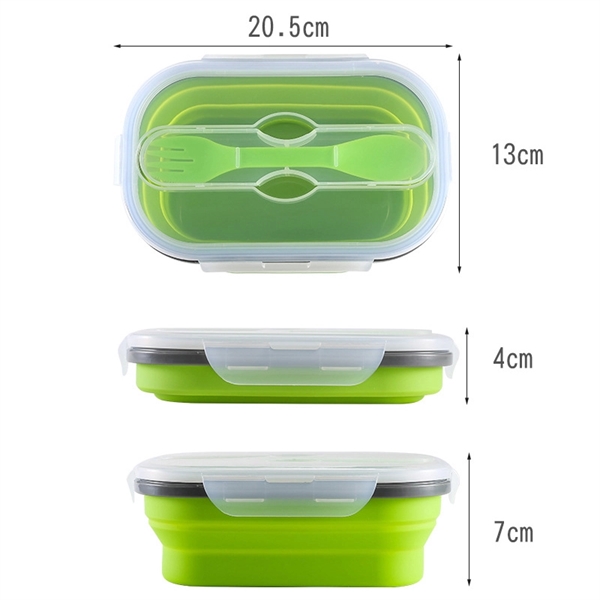 Collapsible Silicone Lunch Box With Spoon - Image 2