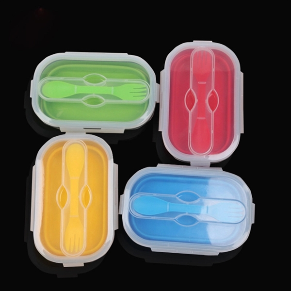 Collapsible Silicone Lunch Box With Spoon - Image 3
