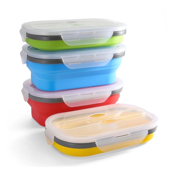 Collapsible Silicone Lunch Box With Spoon - Image 4