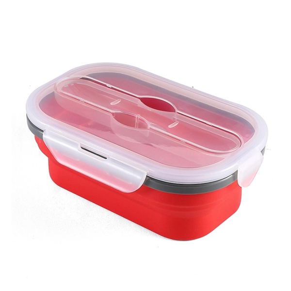 Collapsible Silicone Lunch Box With Spoon - Image 5