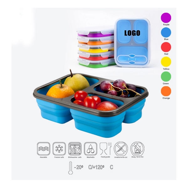 Silicone Lunch Box With Three Compartments - Image 1