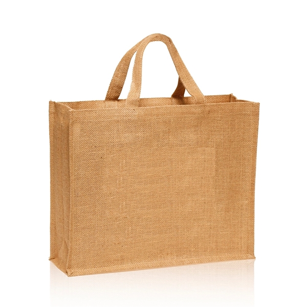 Grocery Jute Tote Bag 16.5"W X 14"H X 6"D - Image 3