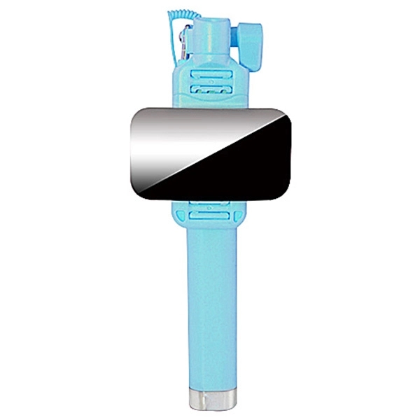 Foldable Wired Selfie Stick w/ Mirror and Lanyard - Image 2