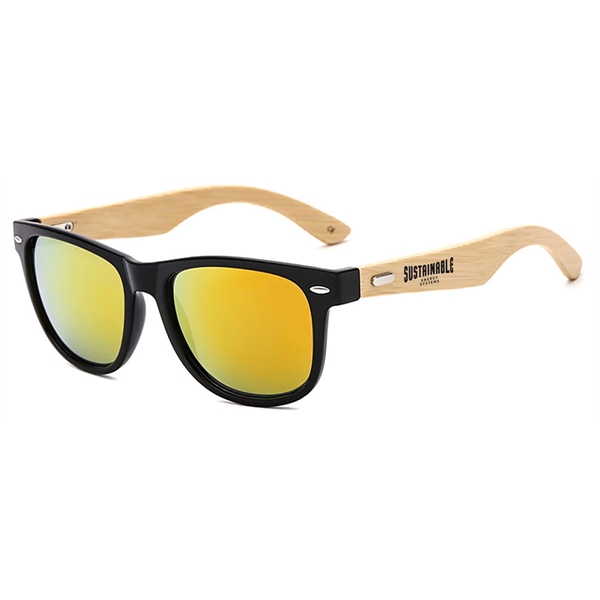 RM012-BB Mirrored Bamboo Two Tone Sunglasses - Image 1