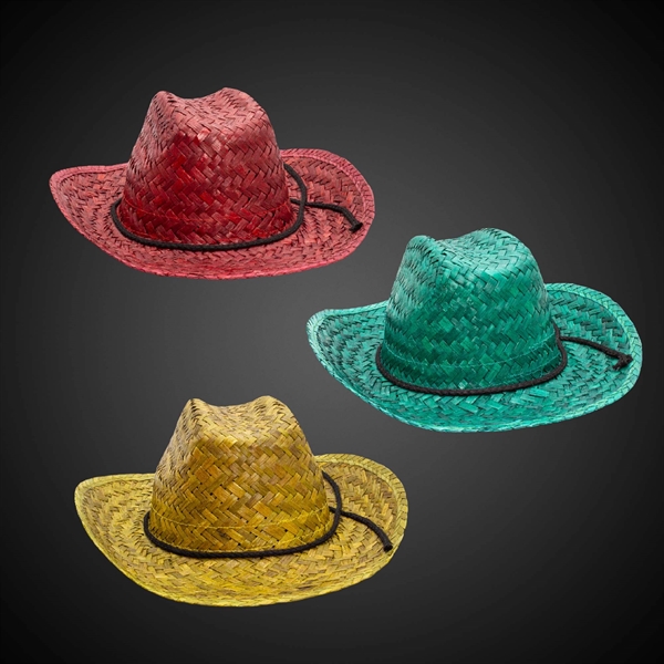 Adult Straw Cowboy Hats - Assorted Colors - Image 5