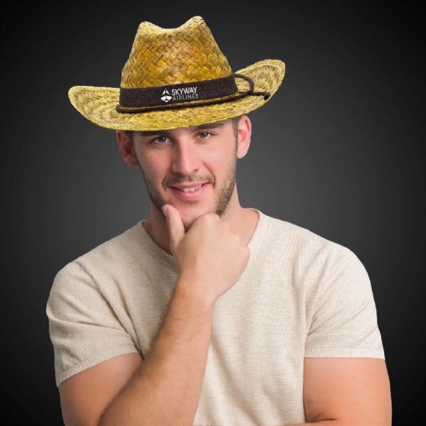 Adult Straw Cowboy Hats - Assorted Colors - Image 1