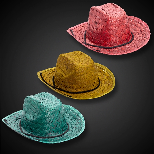 Adult Straw Cowboy Hats - Assorted Colors - Image 11
