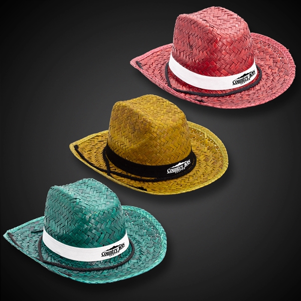 Adult Straw Cowboy Hats - Assorted Colors - Image 12