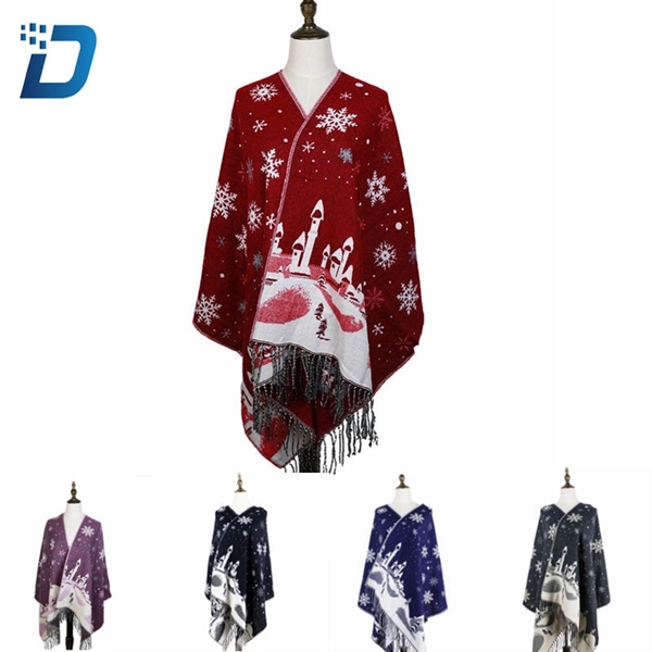 Christmas Oblong Scarf With Snowflake - Image 1