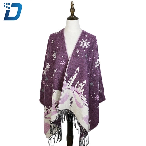 Christmas Oblong Scarf With Snowflake - Image 2