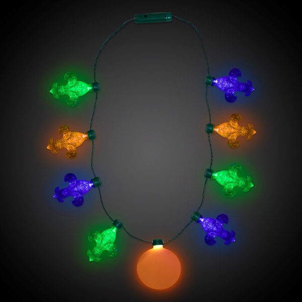 Mardi Gras Fleur De Lis LED Necklace - Image 3