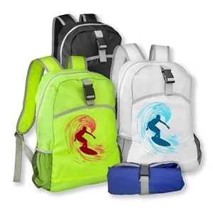 Lightweight Polyester Backpack w/ Two Side Mesh Pockets