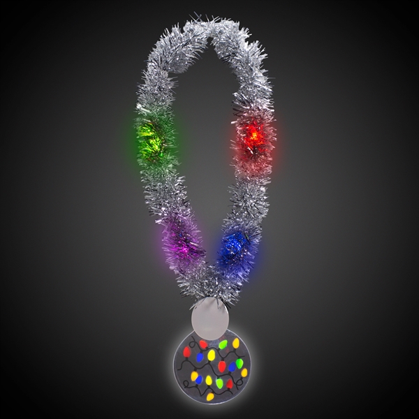 LED Christmas Medallion Tinsel Necklace - Image 2