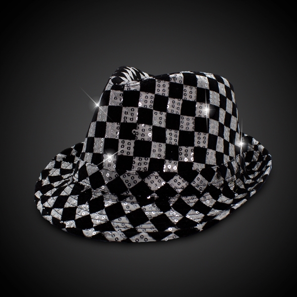 Sequin LED Fedora Hats with Imprinted Band - Image 14