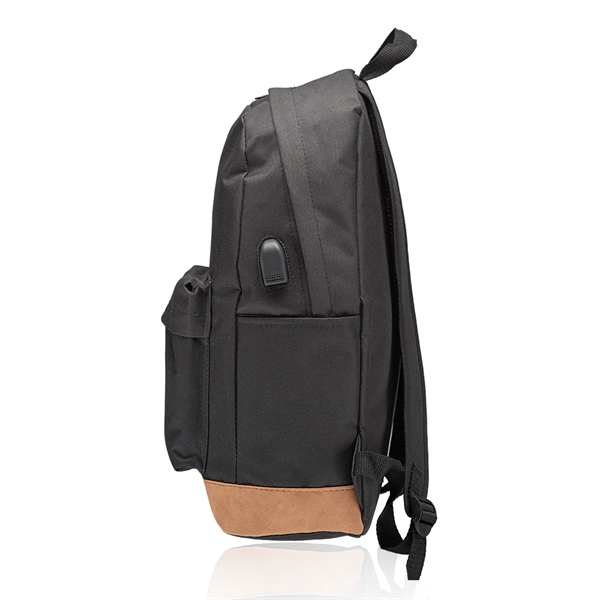USB Port Laptop Backpack w/ Side Mesh & Fabric Pocket - Image 3