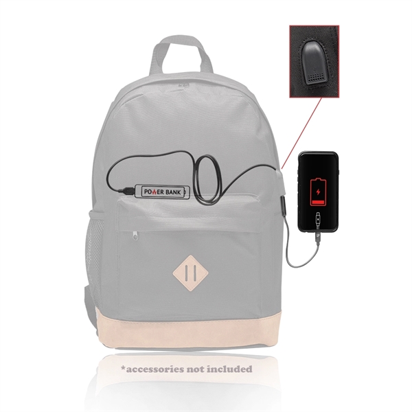 USB Port Laptop Backpack w/ Side Mesh & Fabric Pocket - Image 6