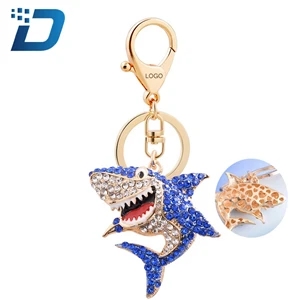 Shark Inlaid Rhinestone Keychain