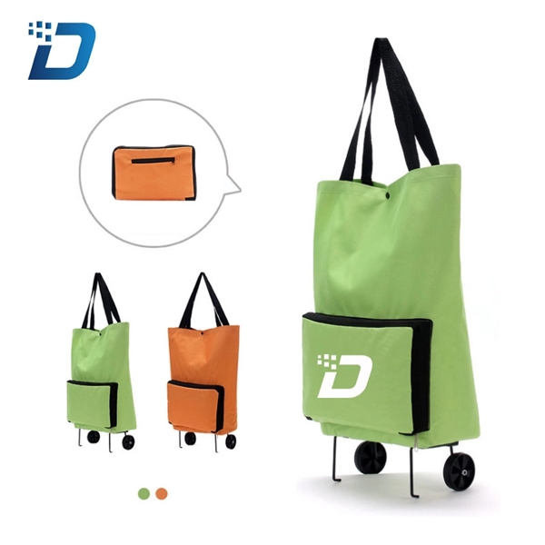 Folding Shopping Trolley Cart Bag with Wheels - Image 1