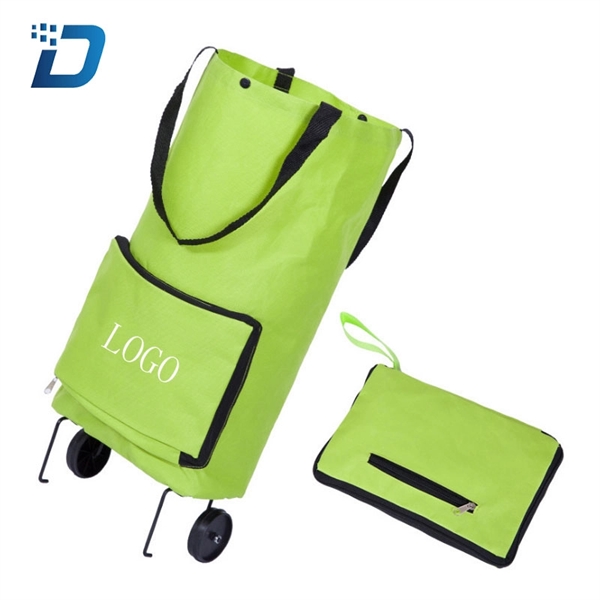Folding Shopping Trolley Cart Bag with Wheels - Image 2
