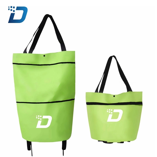 Folding Shopping Trolley Cart Bag with Wheels - Image 2