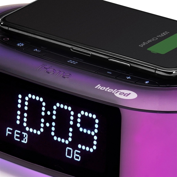 IHome IBTW281 Qi Charger Color Bluetooth Alarm Clock - Image 2