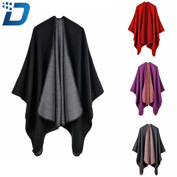 Pure Color Winter Poncho Oversize Scarf Shawl - Image 1