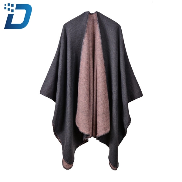 Pure Color Winter Poncho Oversize Scarf Shawl - Image 2