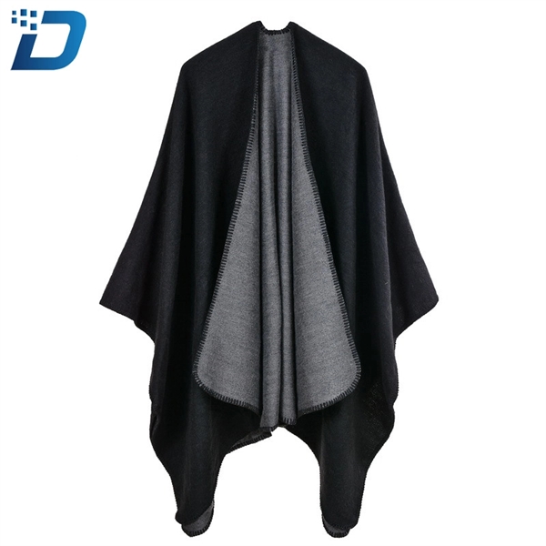 Pure Color Winter Poncho Oversize Scarf Shawl - Image 3