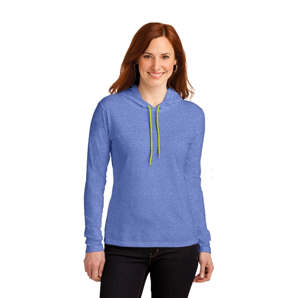 Anvil® Ladies 100% Cotton Long Sleeve Hooded T-Shirt - Image 3