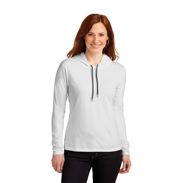 Anvil® Ladies 100% Cotton Long Sleeve Hooded T-Shirt - Image 9