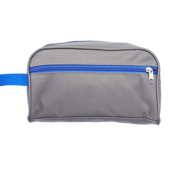 Two-Tone Travel Toiletry Bag with Colored Handle & Zipper - Image 4